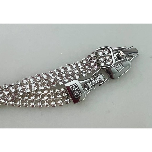NWT Swarovski clim signed clear crystal 3 row mesh bracelet with tag - Picture 9 of 10